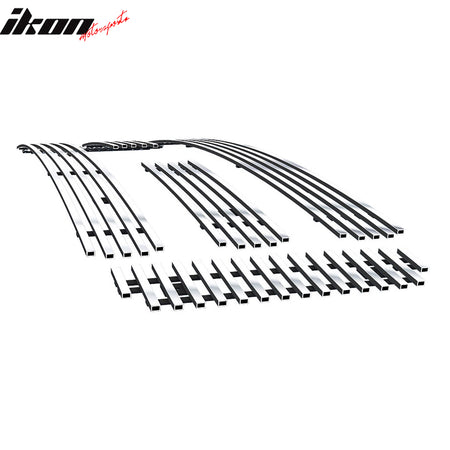 IKON MOTORSPORTS Front Upper Insert Grille, Compatible with 2005-2007 Ford F-250 F-350 F-450 Super Duty, Chrome Replacement Front Bumper Hood Grill 6PCS