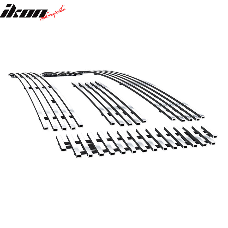 IKON MOTORSPORTS Front Upper Insert Grille, Compatible with 2005-2007 Ford F-250 F-350 F-450 Super Duty, Chrome Replacement Front Bumper Hood Grill 6PCS