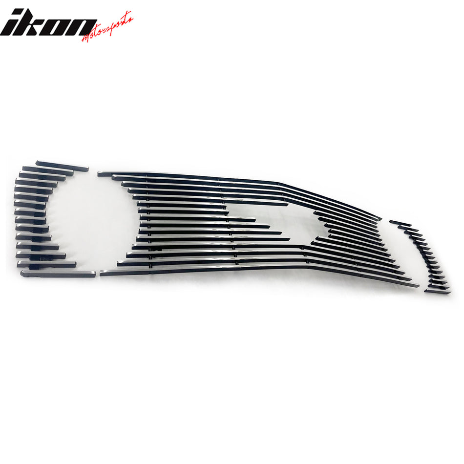 IKON MOTORSPORTS Front Upper Grille Insert, Compatible with 2005-2009 Ford Mustang GT, Billet Style Chrome Replacement Front Bumper Hood Billet Grill Grille Assembly, 3PCS