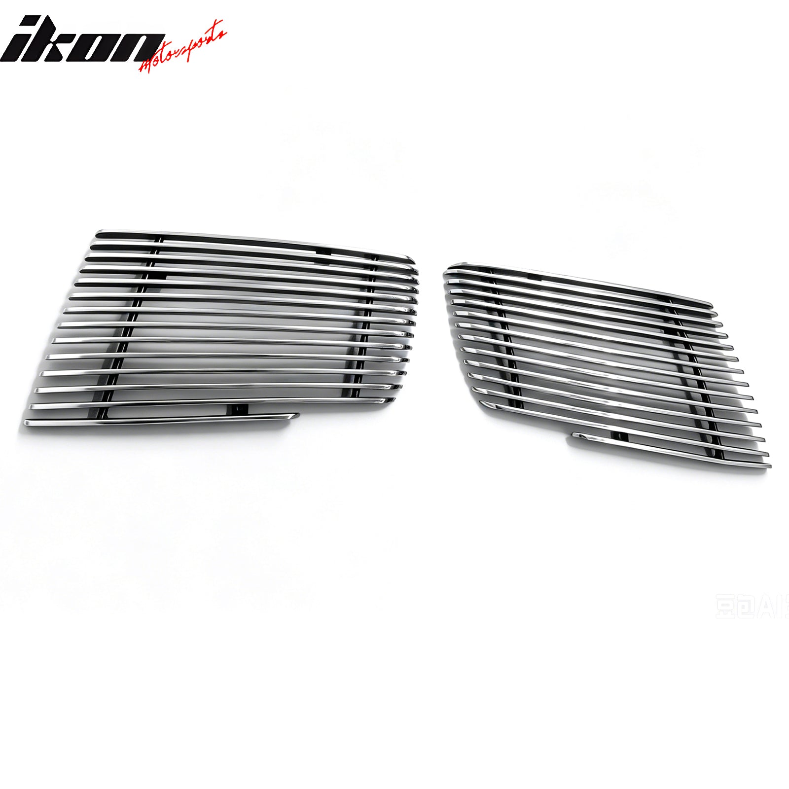 IKON MOTORSPORTS Front Upper Grille, Compatible with 2004-2006 Nissan Maxima, Chrome Vertical Billet Style Replacement Front Bumper Hood Grill, 2PCS