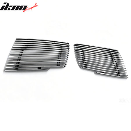 IKON MOTORSPORTS Front Upper Grille, Compatible with 2004-2006 Nissan Maxima, Chrome Vertical Billet Style Replacement Front Bumper Hood Grill, 2PCS