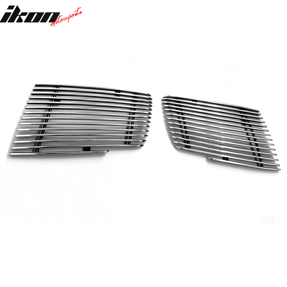 IKON MOTORSPORTS Front Upper Grille, Compatible with 2004-2006 Nissan Maxima, Chrome Vertical Billet Style Replacement Front Bumper Hood Grill, 2PCS
