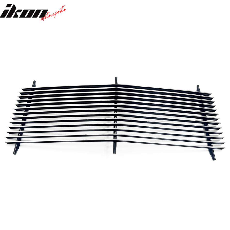 IKON MOTORSPORTS Front Upper Grille Insert, Compatible with 1988-1993 GMC C1500/C2500/C3500/K1500/K2500/K3500 & 1992-1993 Yukon, Horizontal Billet Style Chrome Replacement Front Bumper Grill
