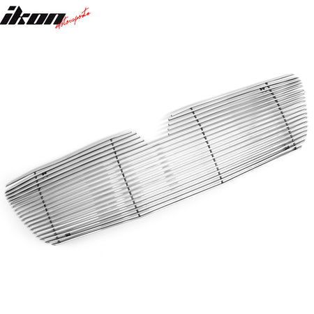 IKON MOTORSPORTS Front Upper Grille, Compatible with 2003-2006 Lincoln Navigator, Chrome Billet Style Replacement Front Bumper Hood Grill, 1Piece