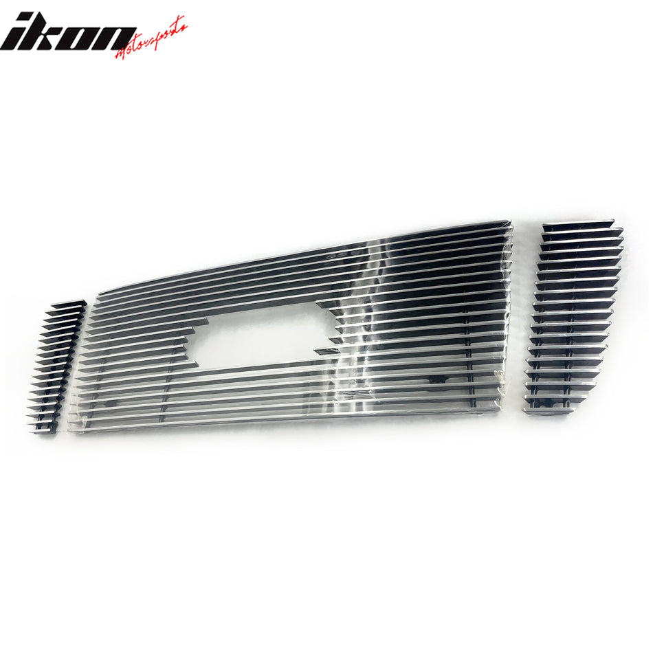 IKON MOTORSPORTS Front Upper Grille Insert, Compatible with 2004-2007 Ford Ranger, Billet Style Chrome Replacement Front Bumper Hood Billet Grill Grille Assembly, 3PCS