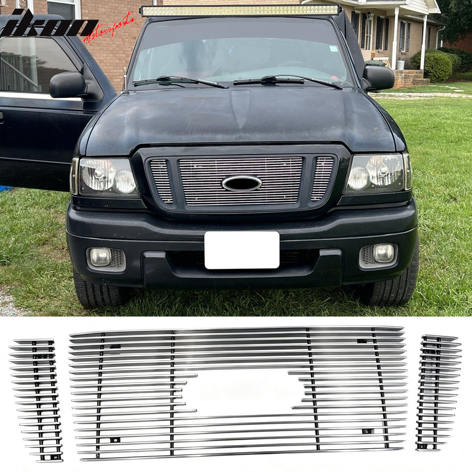 2004-2007 Ford Ranger Chrome Front Bumper Upper Billet Grille Insert