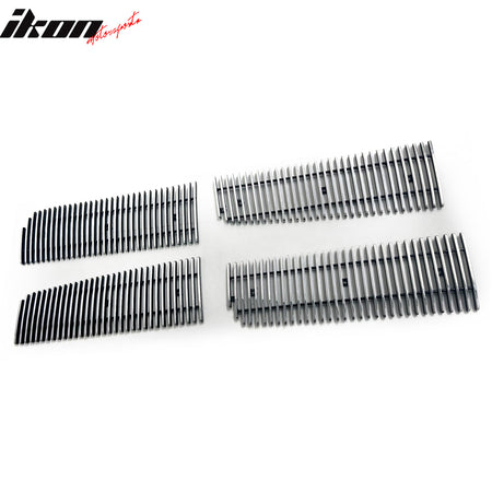 IKON MOTORSPORTS Front Upper Grille Insert, Compatible with 2005 Dodge Dakota, Vertical Style Chrome Replacement Front Bumper Hood Billet Grill Grille Assembly, 4PCS