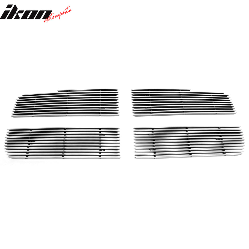 Front Bumper Upper Billet Hood Grille Insert Assembly Replacement 2005 Dodge Dakota Chrome 4PCS
