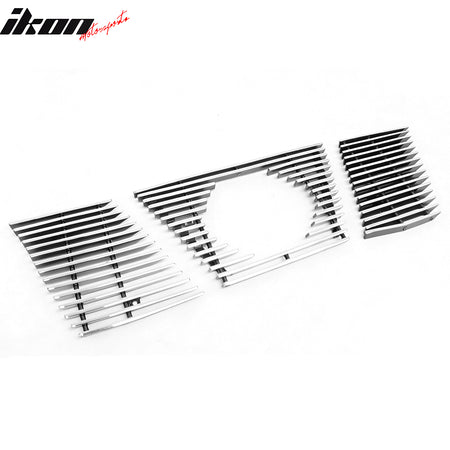 IKON MOTORSPORTS Front Upper Grille, Compatible with 2005-2008 Nissan Xterra, Horizontal Style Chrome Stainless Steel Replacement Front Bumper Hood Grill 3PCS