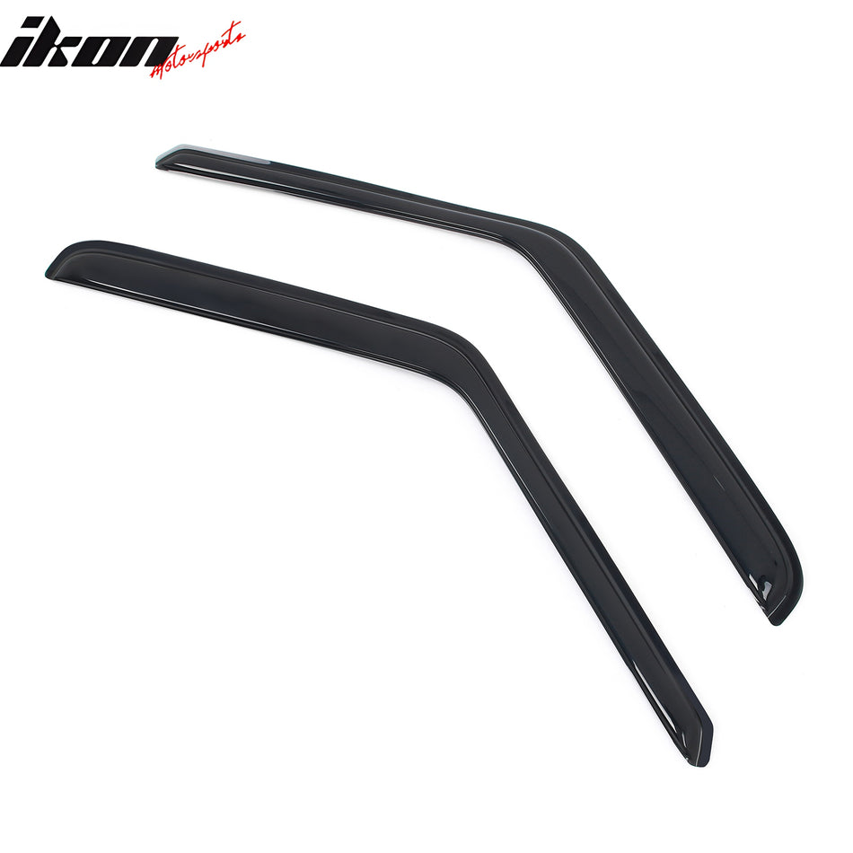 IKON MOTORSPORTS Tape on Window Visors Compatible with 1980-1996 Ford F-150 F-250 F-350 Standard Cab Only, Slim Style Acrylic Smoke Tinted Rain Guards, Side Window Wind Deflectors 4PCS