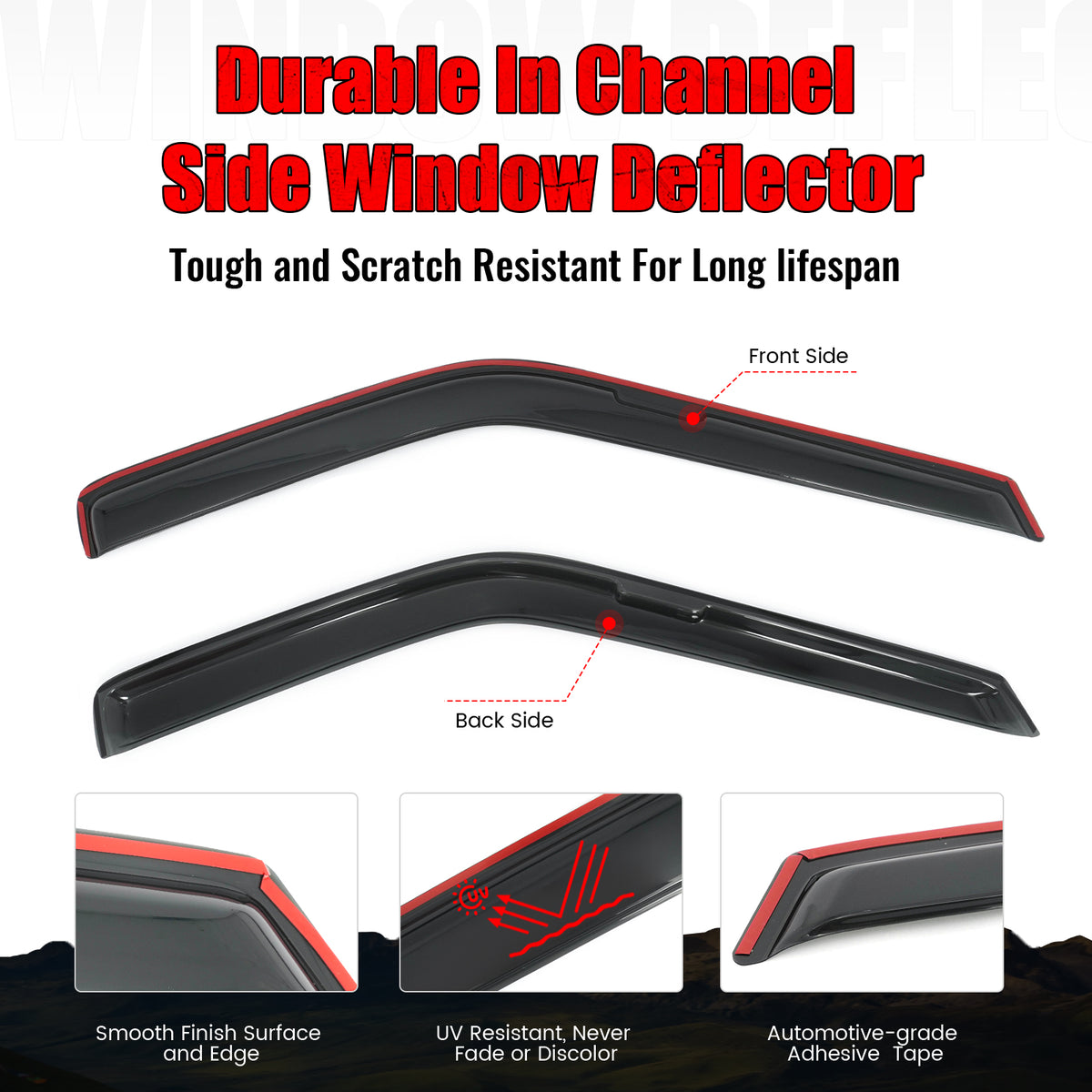 Fits 87-90 Nissan Pathfinder& 87-97 Pickup Regular Cab In-Channel Window Visors