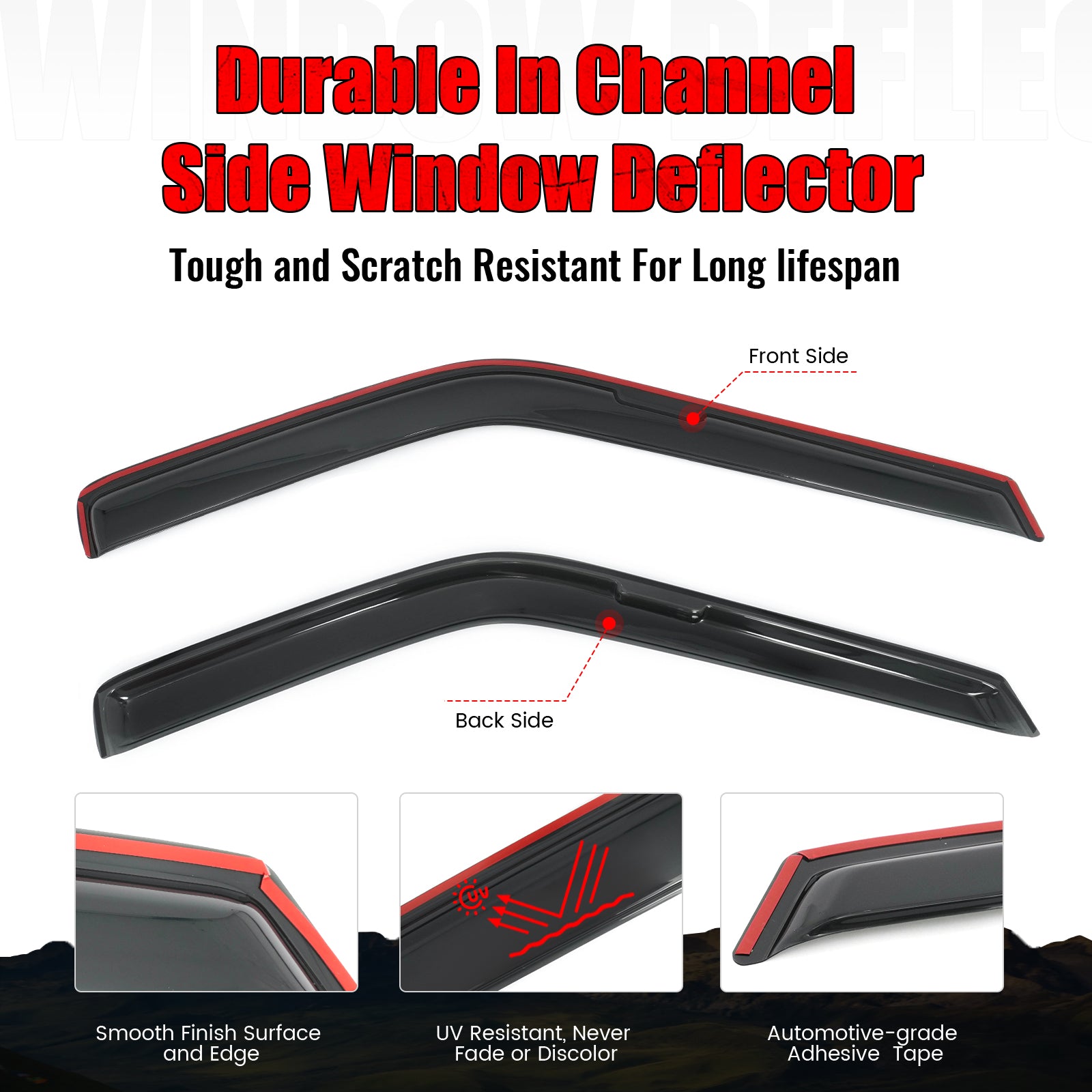 Fits 87-90 Nissan Pathfinder& 87-97 Pickup Regular Cab In-Channel Window Visors