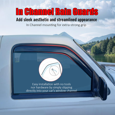For 87-96 Dodge Dakota Standard Cab Window Visor In Channel Rain Guard Deflector