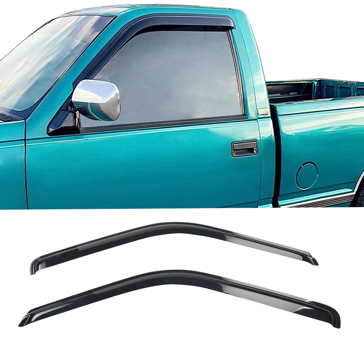 Fits 88-98 GMC C K 95-99 Tahoe 92-99 GMC Yukon Acrylic Window Visors 2Pc Set