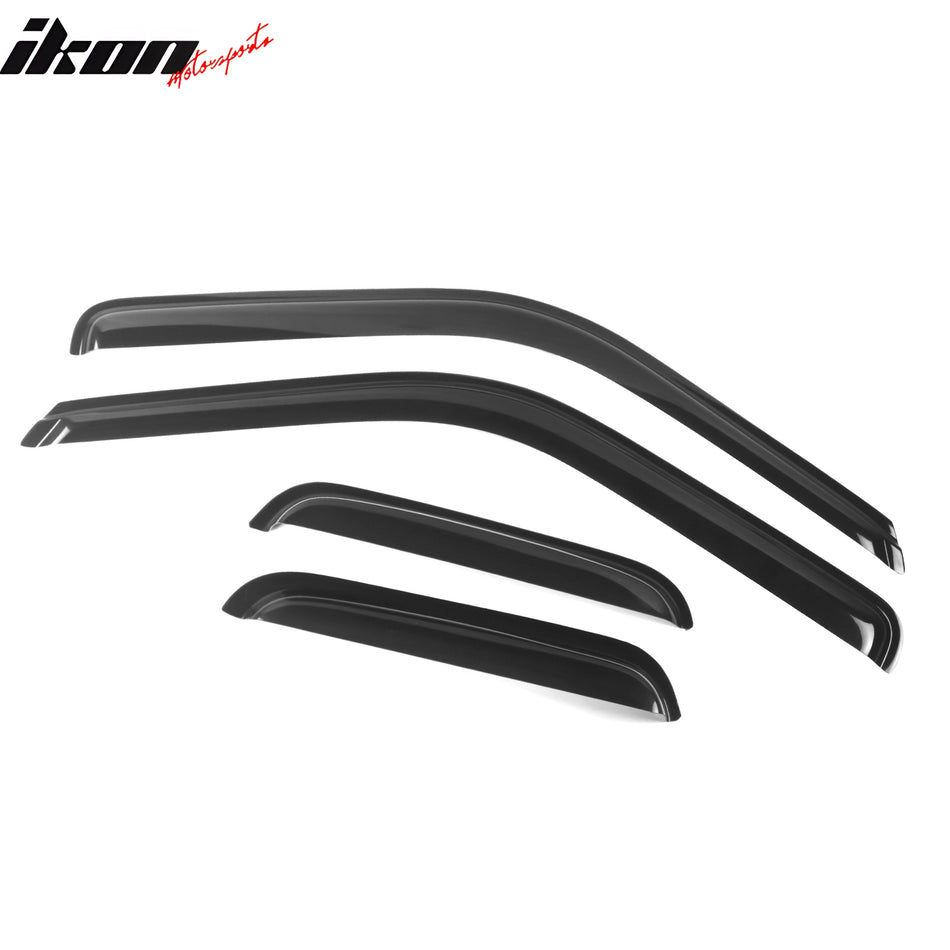 IKON MOTORSPORTS Tape On External Window Visor, Compatible With 1988-1999 GMC Chevy C K Pickup C1500 2500 K1500 2500, Slim Style Acrylic Smoke Tinted Sun Rain Shade Guard Wind Vent