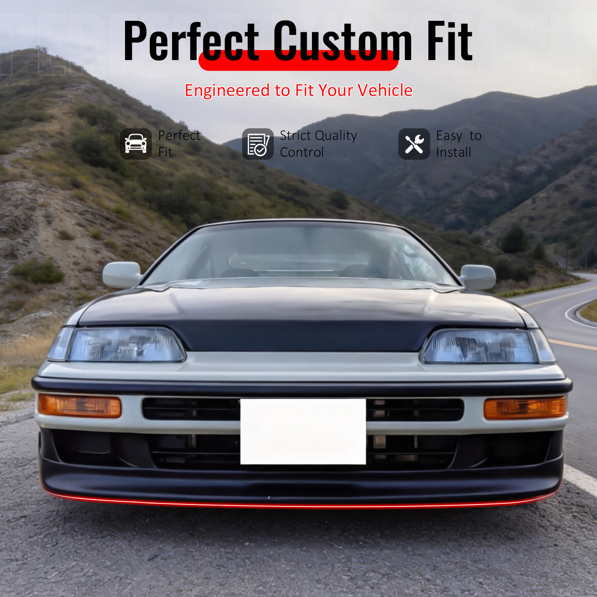 Front Bumper Lip Compatible With 1990-1991 HONDA CRX SI, CS Style PU Black Front Lip Spoiler Splitter Air Dam Chin Diffuser Add on by IKON MOTORSPORTS
