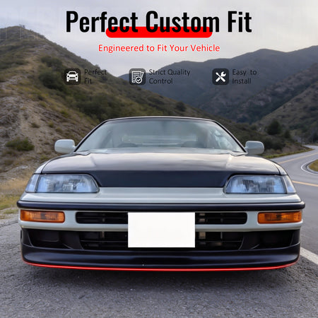 Front Bumper Lip Compatible With 1990-1991 HONDA CRX SI, CS Style PU Black Front Lip Spoiler Splitter Air Dam Chin Diffuser Add on by IKON MOTORSPORTS
