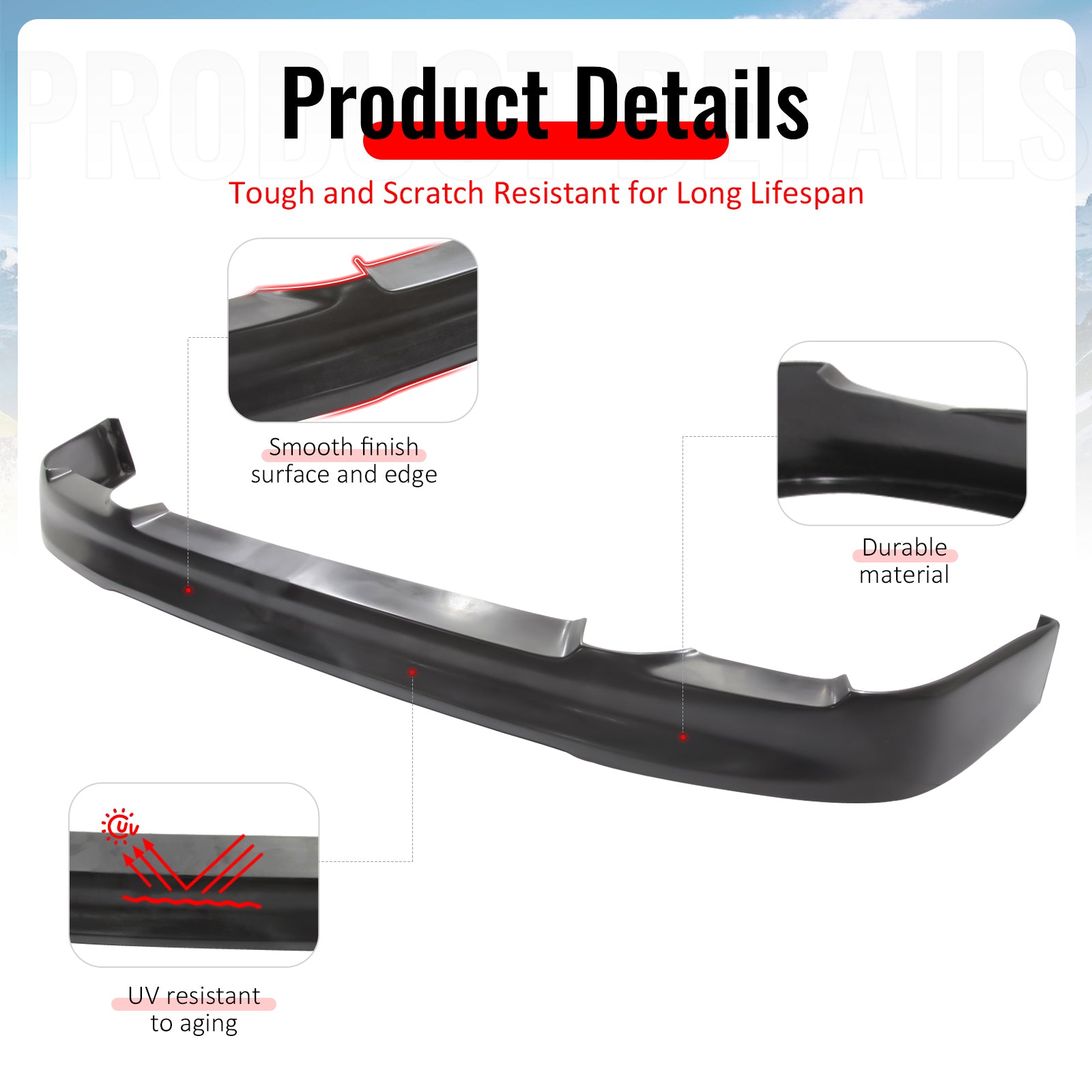 Fits 90-91 Honda CRX Si Only CS Style Front Bumper Lip Spoiler Unpainted PU