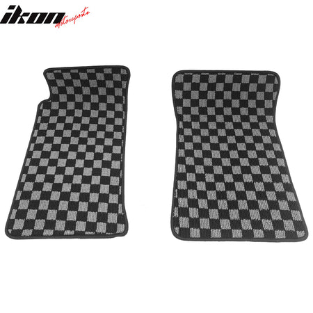 Fits 90-97 Mazda Miata MX5 Floor Mats Non-Slip Carpet Checkered Black Gray Plaid