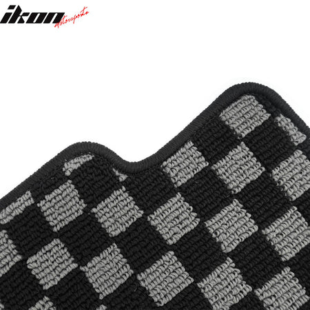 Fits 90-97 Mazda Miata MX5 Floor Mats Non-Slip Carpet Checkered Black Gray Plaid