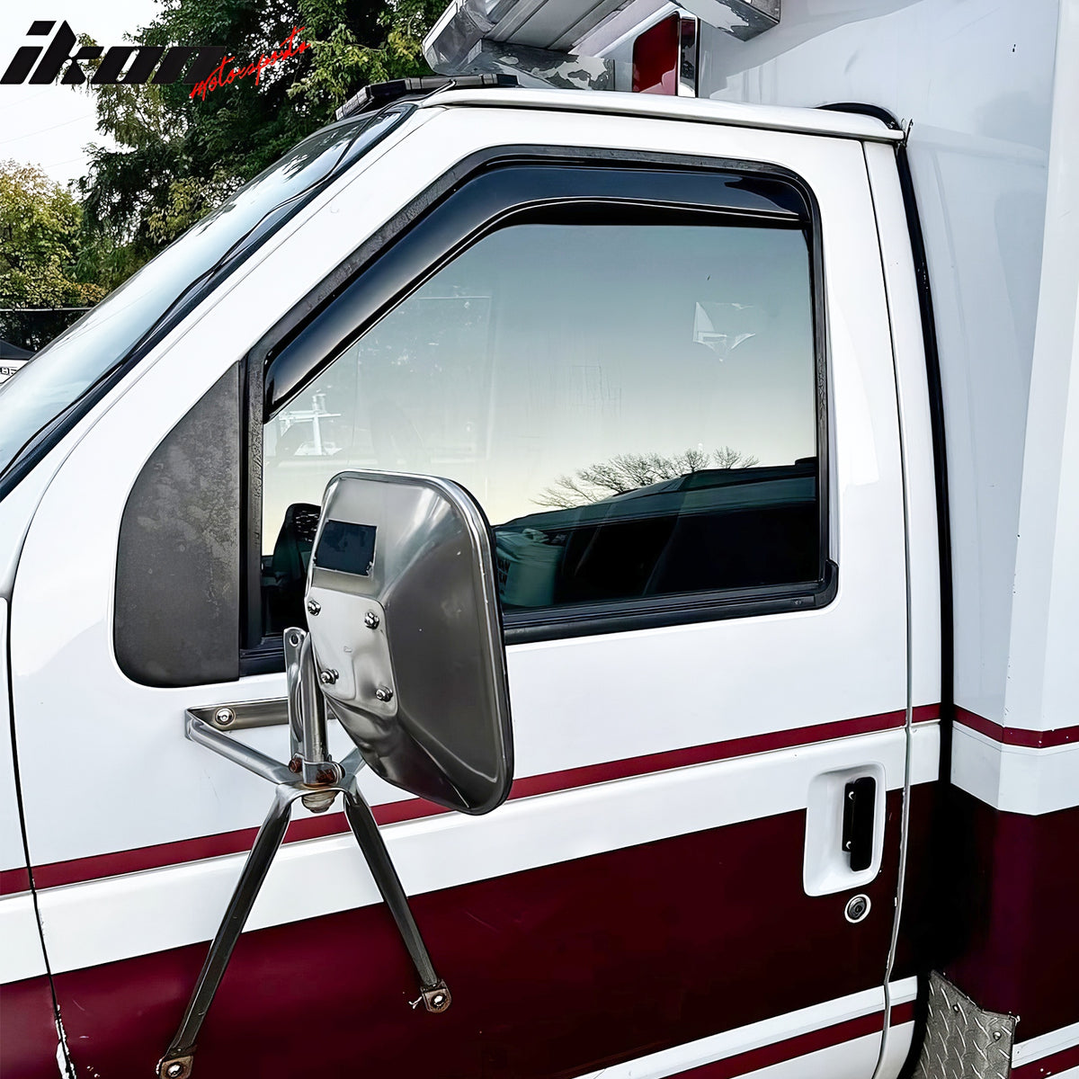 IKON MOTORSPORTS In Channel Window Visors Compatible with 1992-2006 Ford Econoline E-Series Van, Slim Style Acrylic Smoke Rain Guards, Side Window Wind Deflectors 2PCS