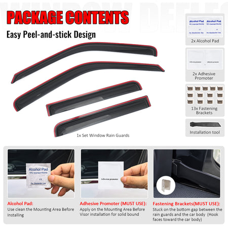 Fits 93-98 Volkswagen Golf 5DR Window Visors In-Channel Sun Rain Guard Deflector