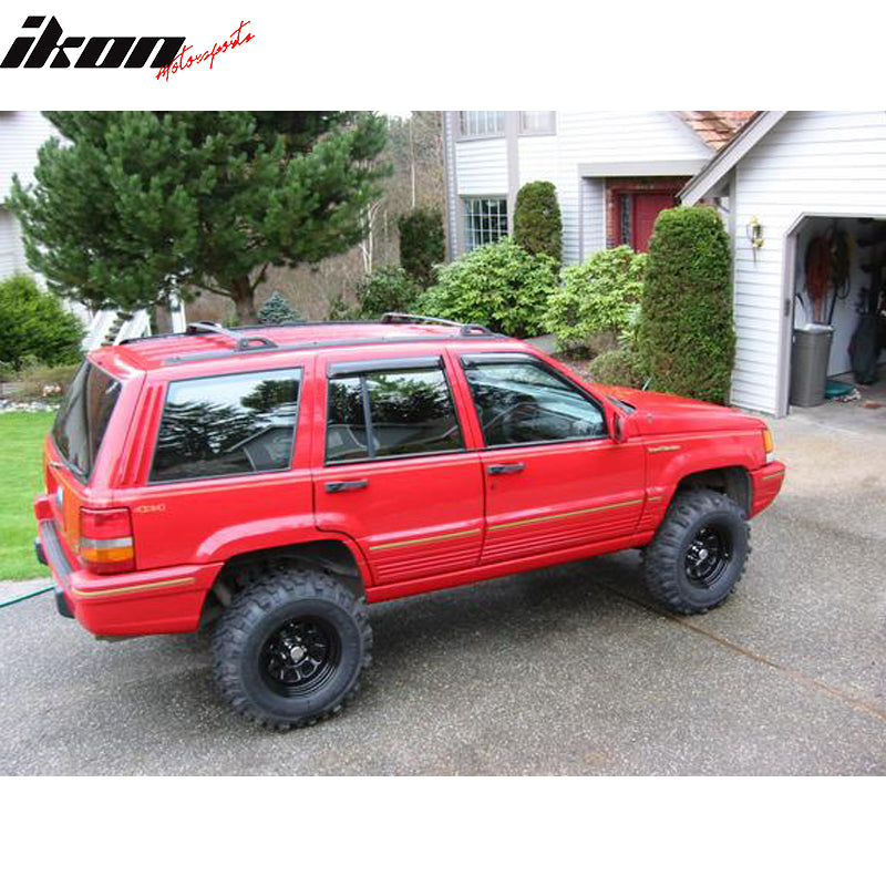 Smoke Acrylic Window Visors For 1999-2004 Jeep Grand Cherokee – 4PC Tape-On Rain Guards By IKON MOTORSPORTS