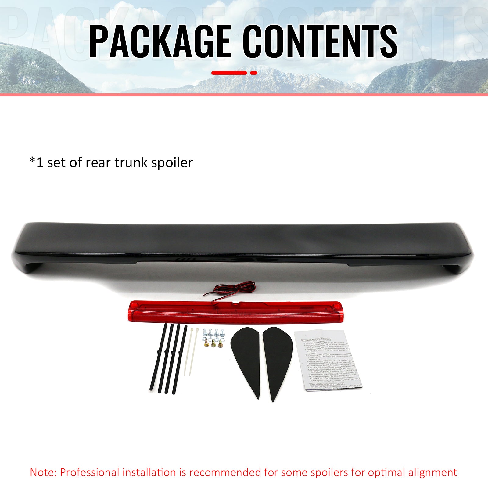 Fits 93-01 Subaru Impreza Sedan Coupe Rear Trunk Spoiler W/LED Light Gloss Black