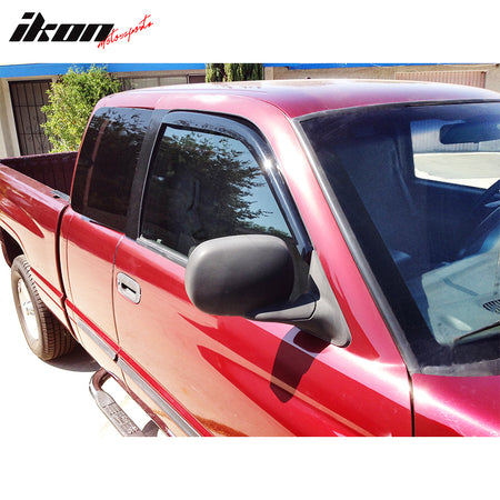 IKON MOTORSPORTS In Channel Window Visors Compatible With 1994-2001 Dodge Ram, Smoke Slim Style Wind Deflector 2Pcs, 1995 1996 1997 1998 1999 2000