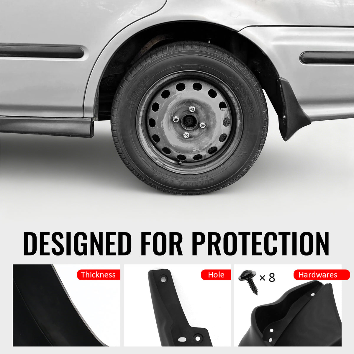 Fits 96-98 Honda Civic Coupe Sedan Fender Mud Flaps Wheel Arch Splash Guards PP