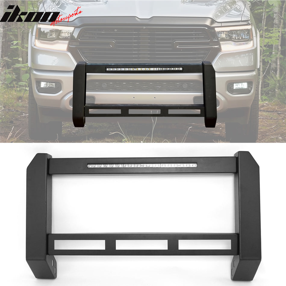 2019-2024 Ram 1500 Bull Bar Brush Bumper Grille Guard Protector W/LED