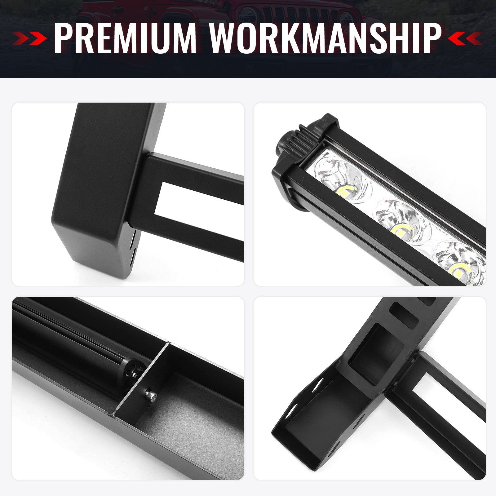 Fits 19-24 Ram 1500 Bull Bar Front Brush Push Bumper Grille Guard W/LED Light