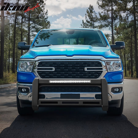 Fits 19-24 Ram 1500 Bull Bar Front Brush Push Bumper Grille Guard W/LED Light