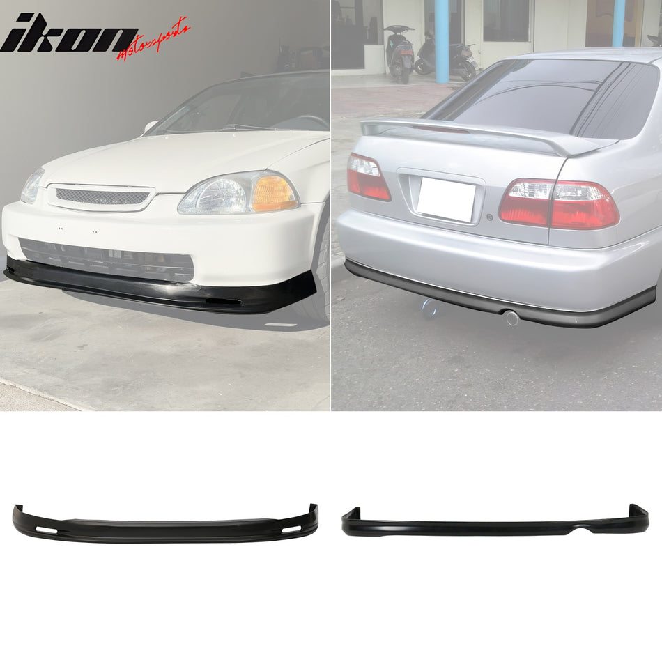 Fits 96-98 Honda Civic 2Dr/Mugen Front + Rear Bumper Lip