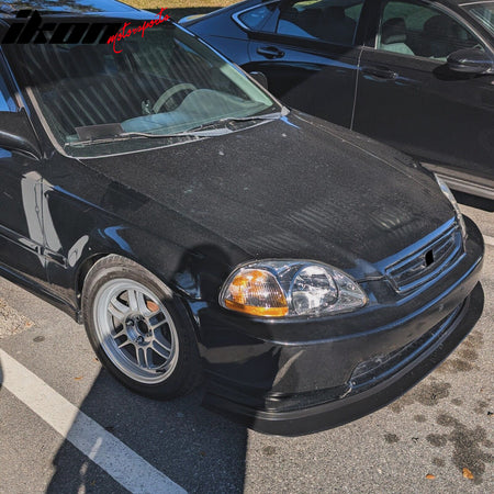 Fits 96-98 Honda Civic DP Style Front Bumper Lip Spoiler Kit Unpainted Black PU