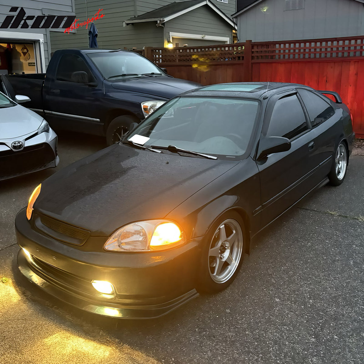 Fits 96-98 Honda Civic DP Style Front Bumper Lip Spoiler Kit Unpainted Black PU