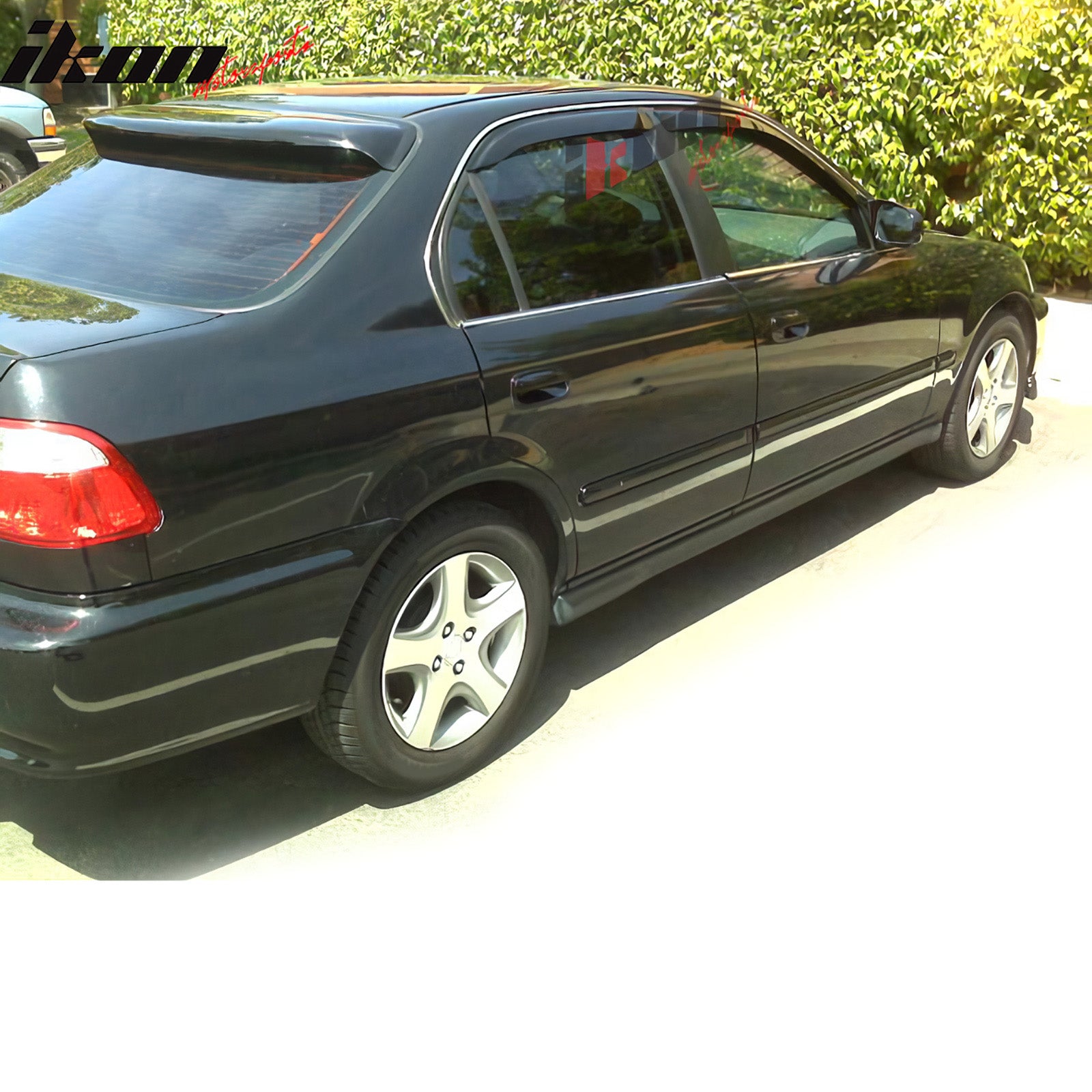 GEARZAAR 4-Piece Window Visors For 1996-2000 Honda Civic Sedan - In-Channel Rain Guards, Black Acrylic