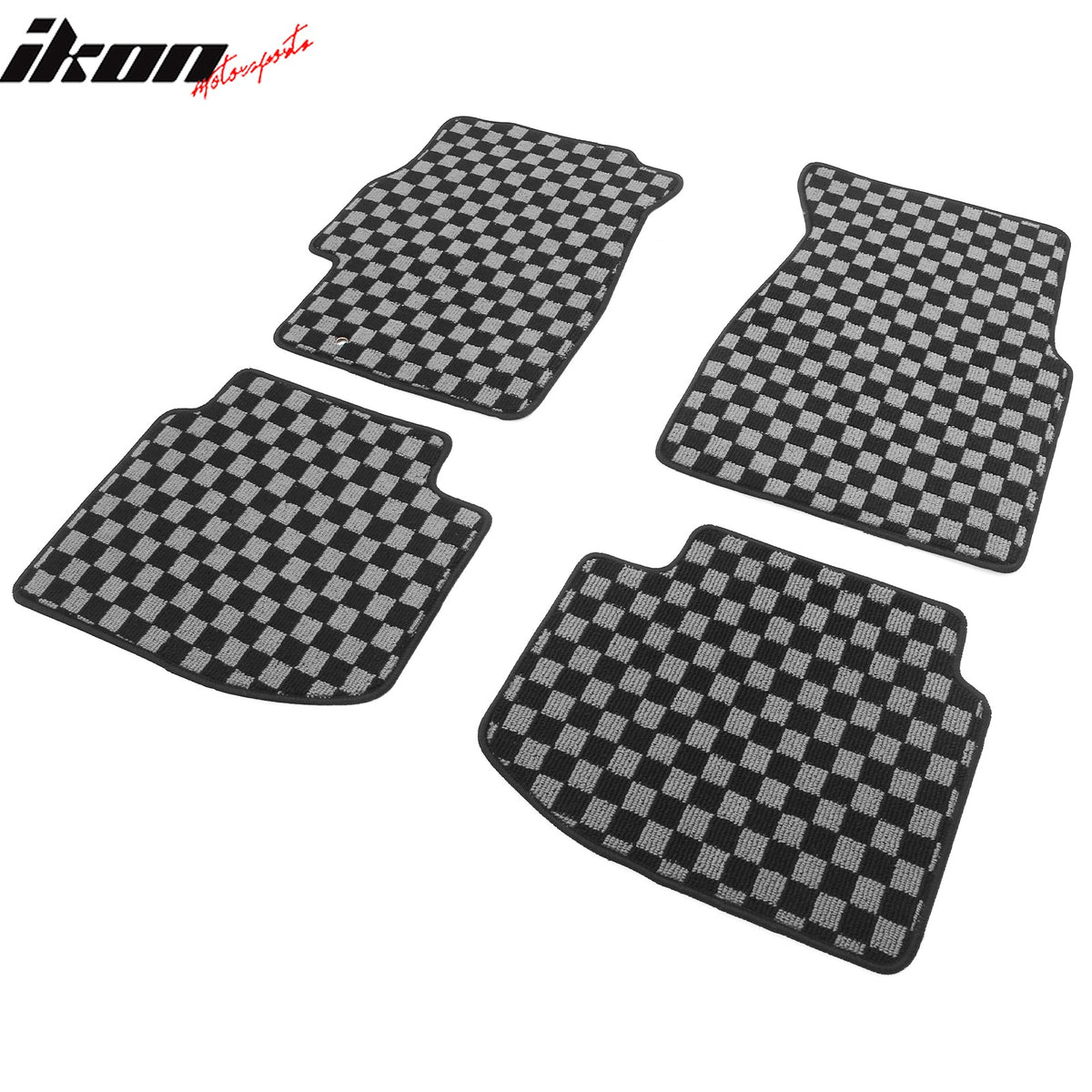 Fits 96-00 Honda Civic Floor Mats Non-Slip Carpets Checkered Black Gray Plaid