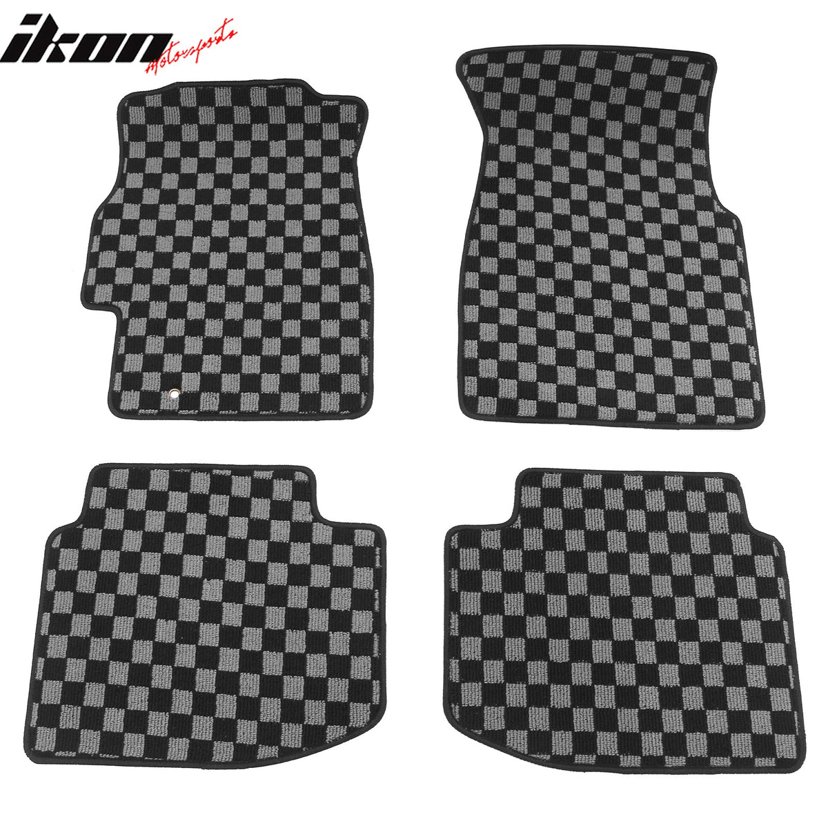 Fits 96-00 Honda Civic Floor Mats Non-Slip Carpets Checkered Black Gray Plaid