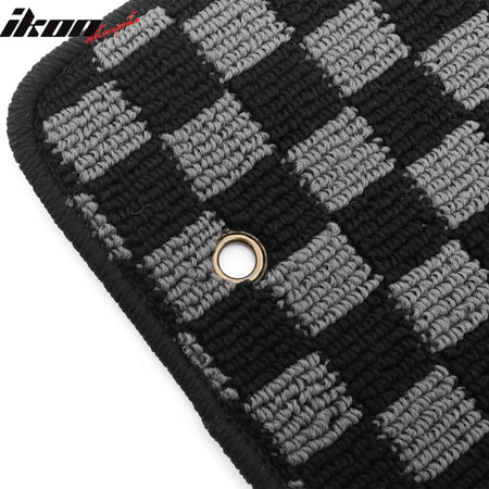 Fits 96-00 Honda Civic Floor Mats Non-Slip Carpets Checkered Black Gray Plaid