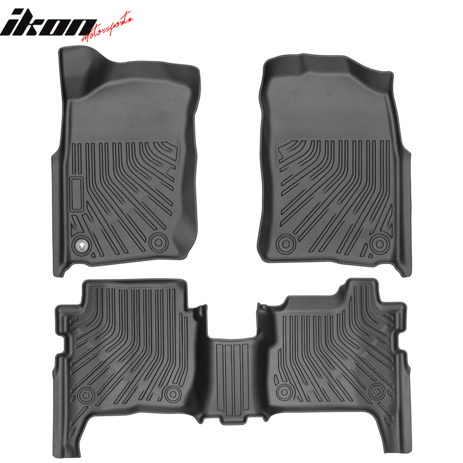 IKON MOTORSPORTS 3D TPE Floor Mats + Trunk & Backrest Mats, Compatible with 1996-2002 Toyota 4Runner, TPE All Weather Waterproof Non-Slip Floor Liners, Front & 2nd Row Full Set, Black