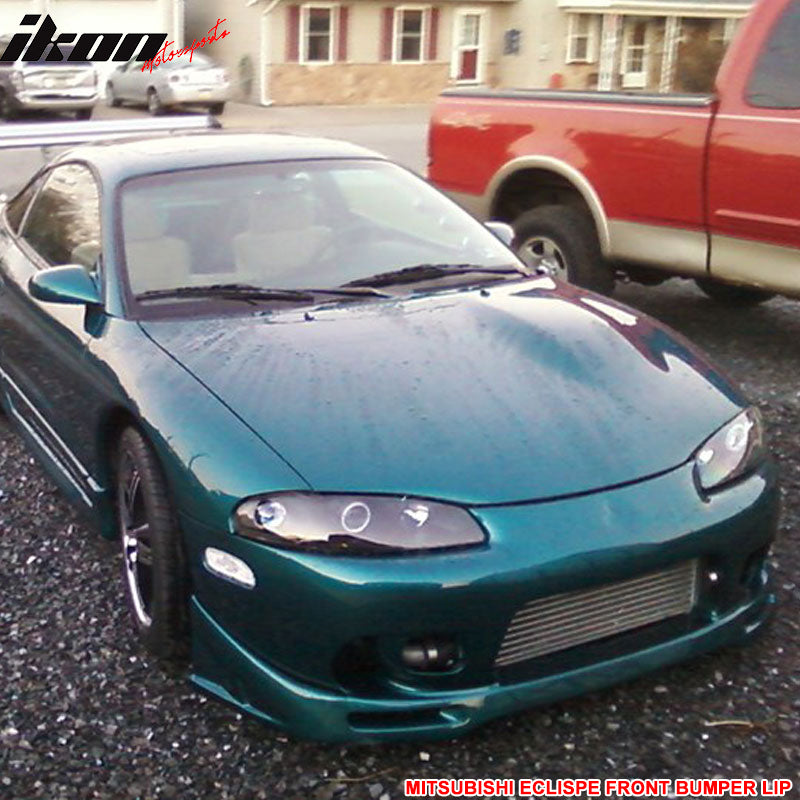 IKON MOTORSPORTS Front Bumper Lip Compatible With 1997-1999 MITSUBISHI ECLIPSE, JDM sport Style PU Black