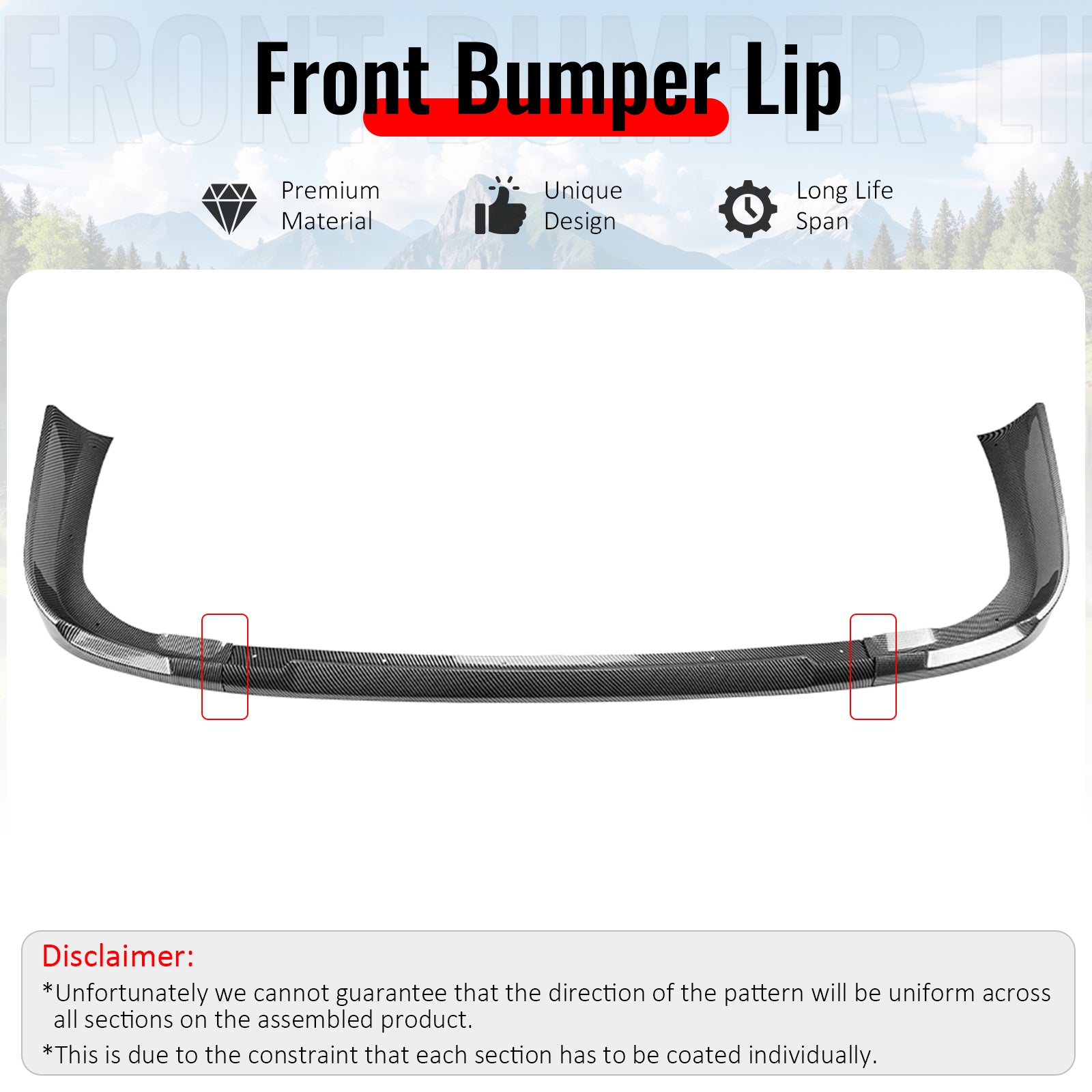 For 97-01 Impreza STI Style Front Bumper Lip Chin Splitter PP Carbon Fiber Print