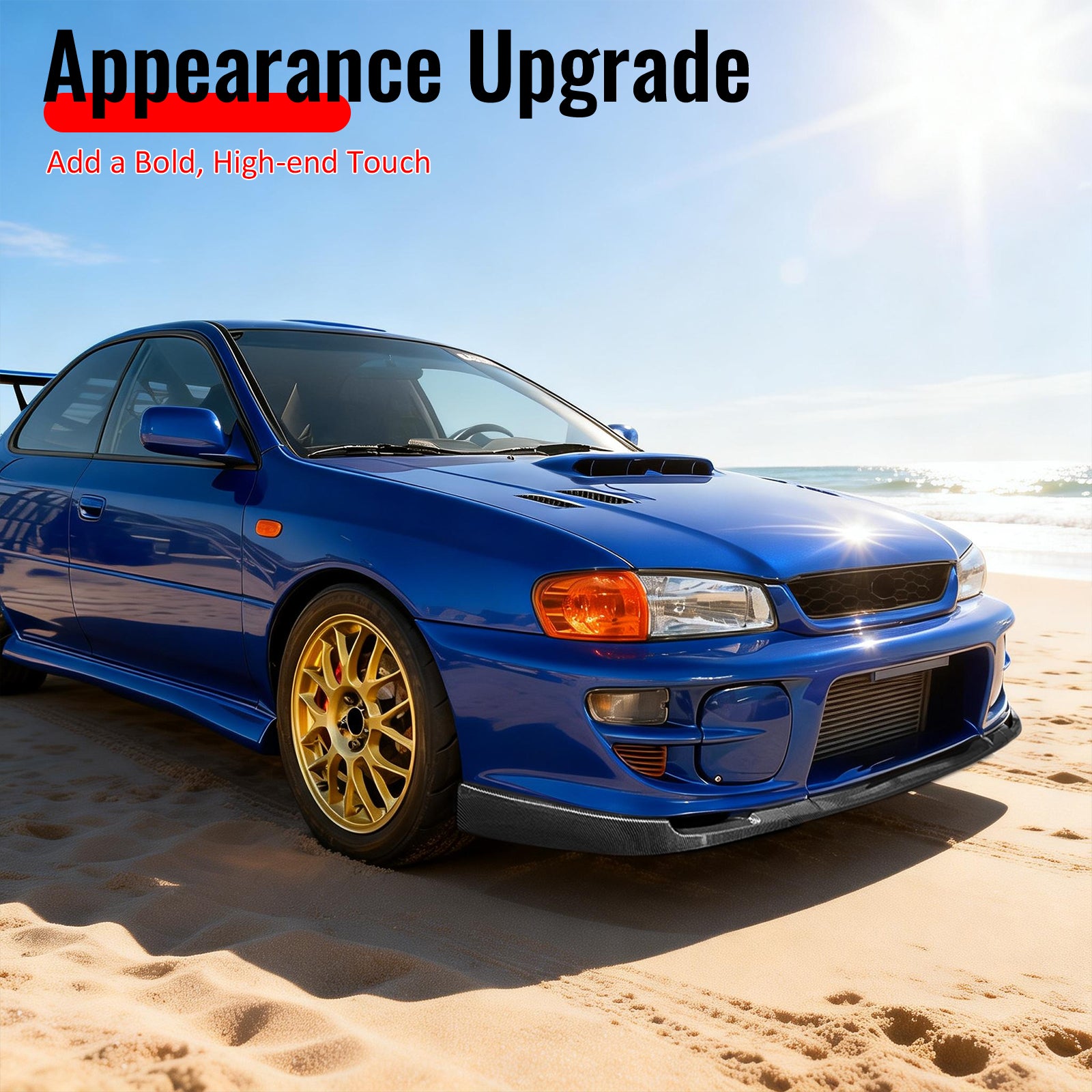 For 97-01 Impreza STI Style Front Bumper Lip Chin Splitter PP Carbon Fiber Print