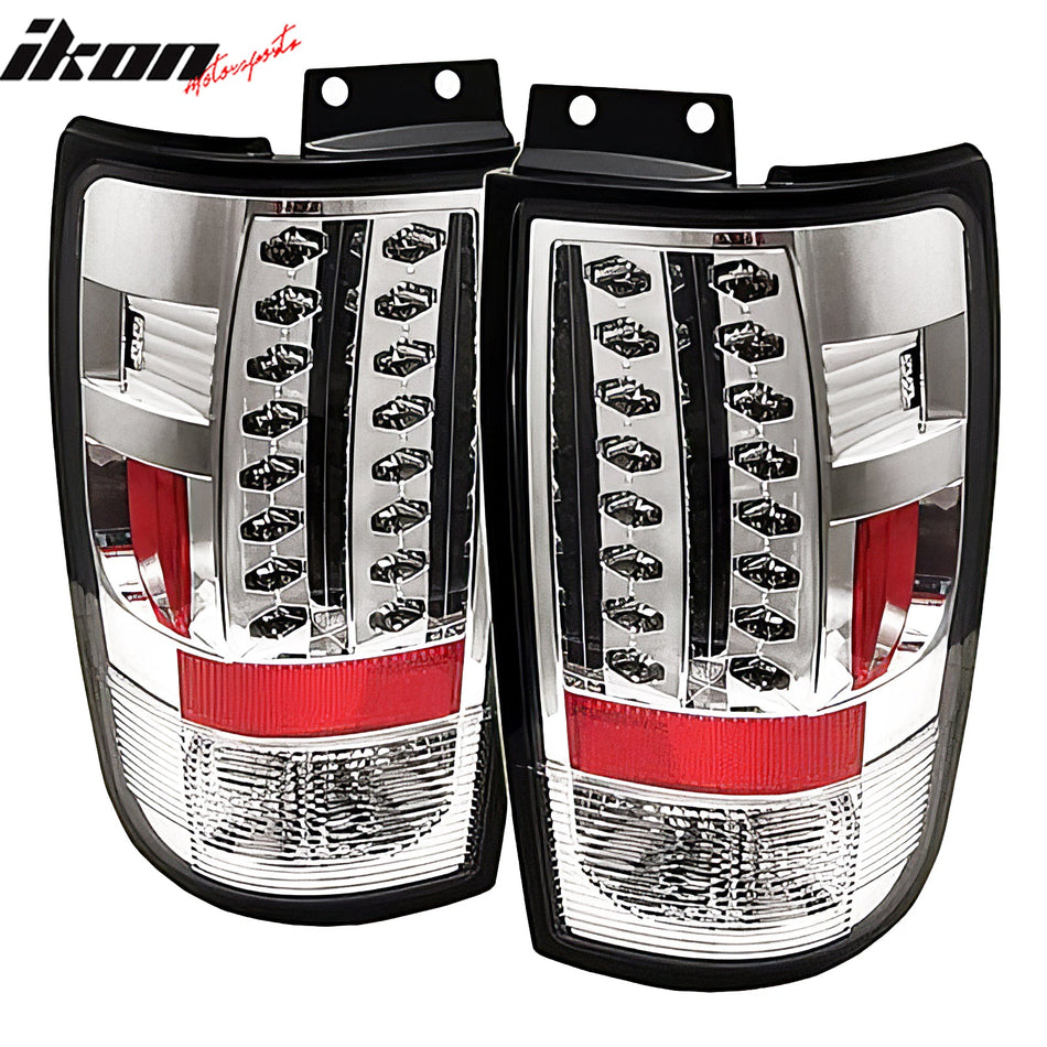1997 - 2002 Ford Expedition Clear Lens LED Tail Lights Brake Lamps PairIkon Motorsports