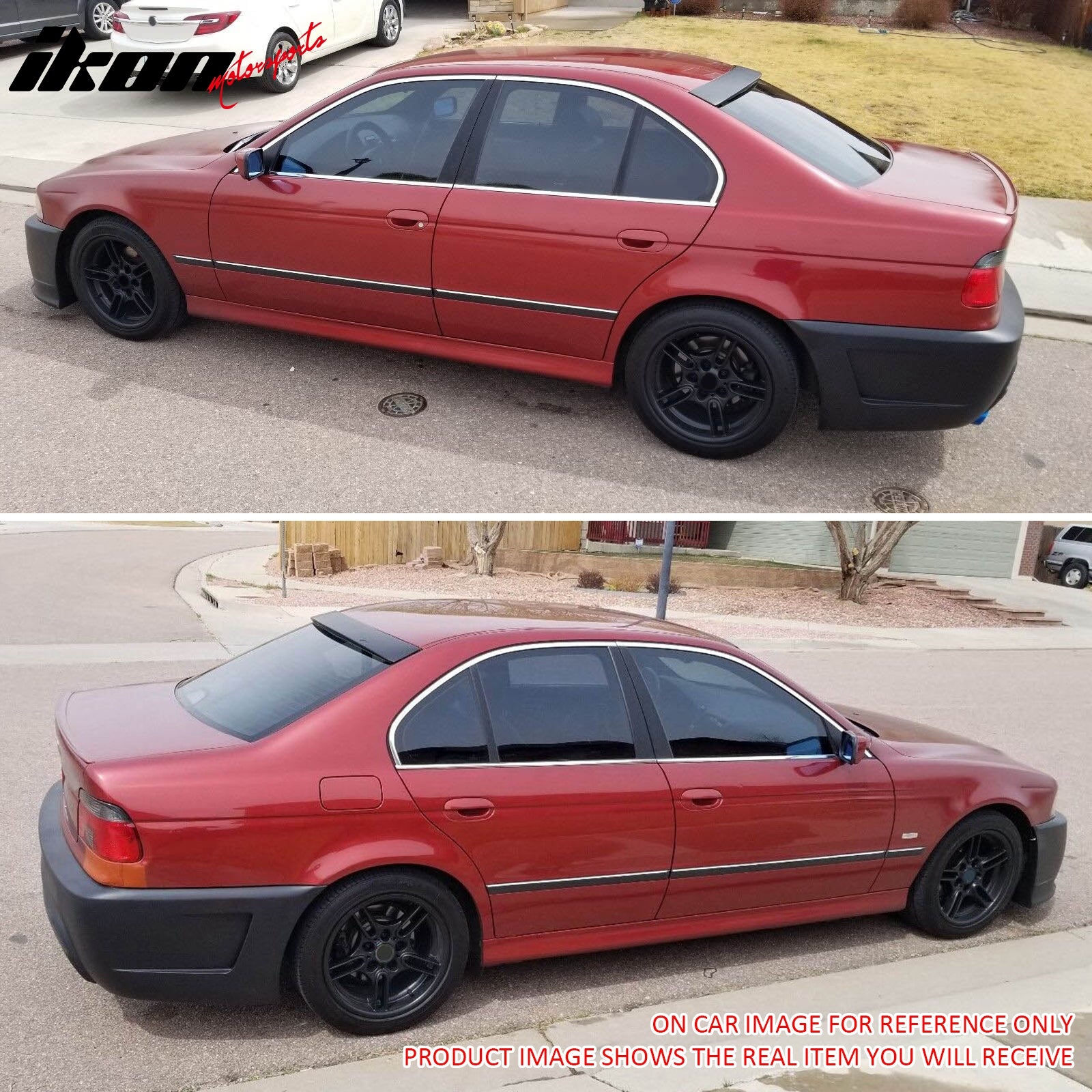 IKON MOTORSPORTS, Rear Window Roof Spoiler Compatible with 1997-2003 BMW E39 5 Series & 2000-2003 BMW M5 Sedan 4-Door, AC Style Unpainted Gray ABS Plastic Top Roofline Windshield Visor Spoiler Wing