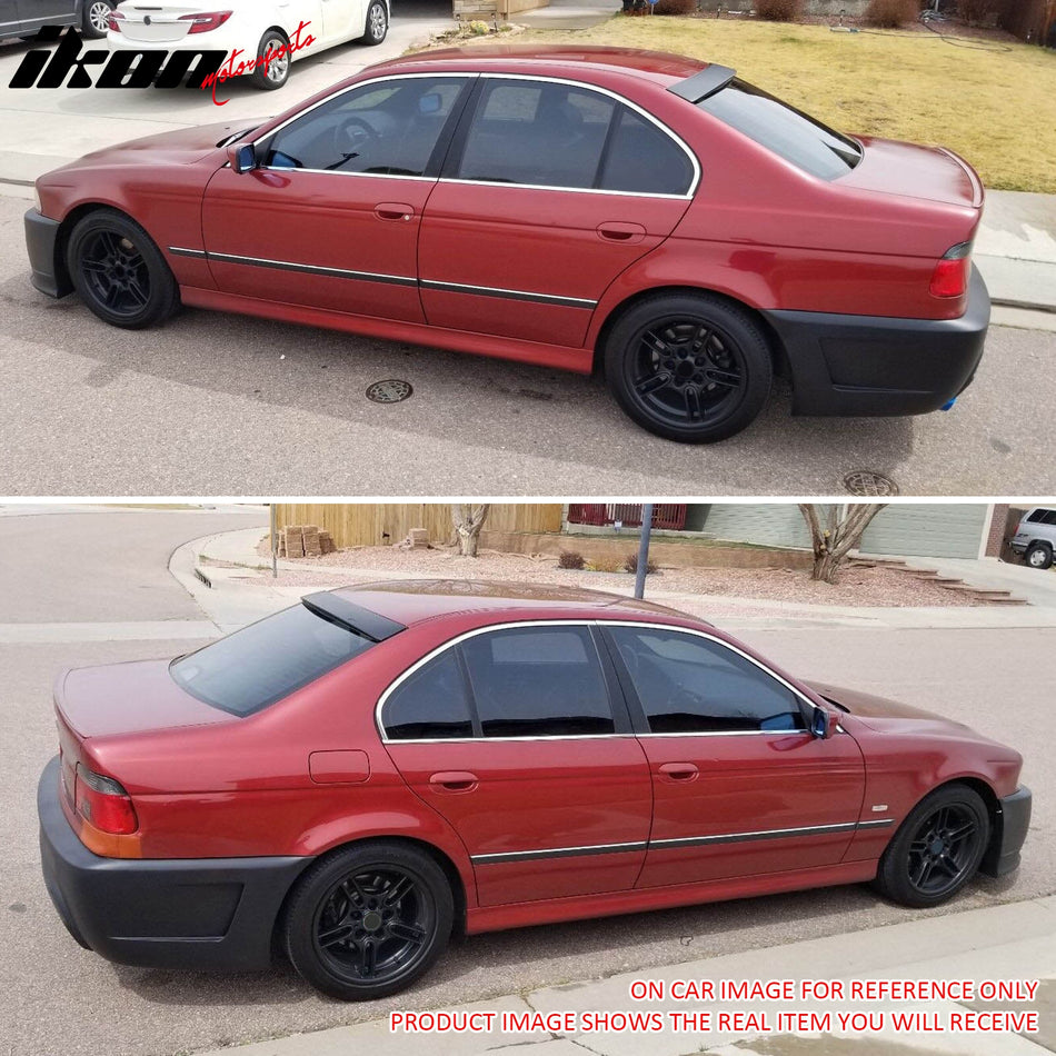 IKON MOTORSPORTS, Rear Window Roof Spoiler Compatible with 1997-2003 BMW E39 5 Series & 2000-2003 BMW M5 Sedan 4-Door, AC Style Unpainted Gray ABS Plastic Top Roofline Windshield Visor Spoiler Wing