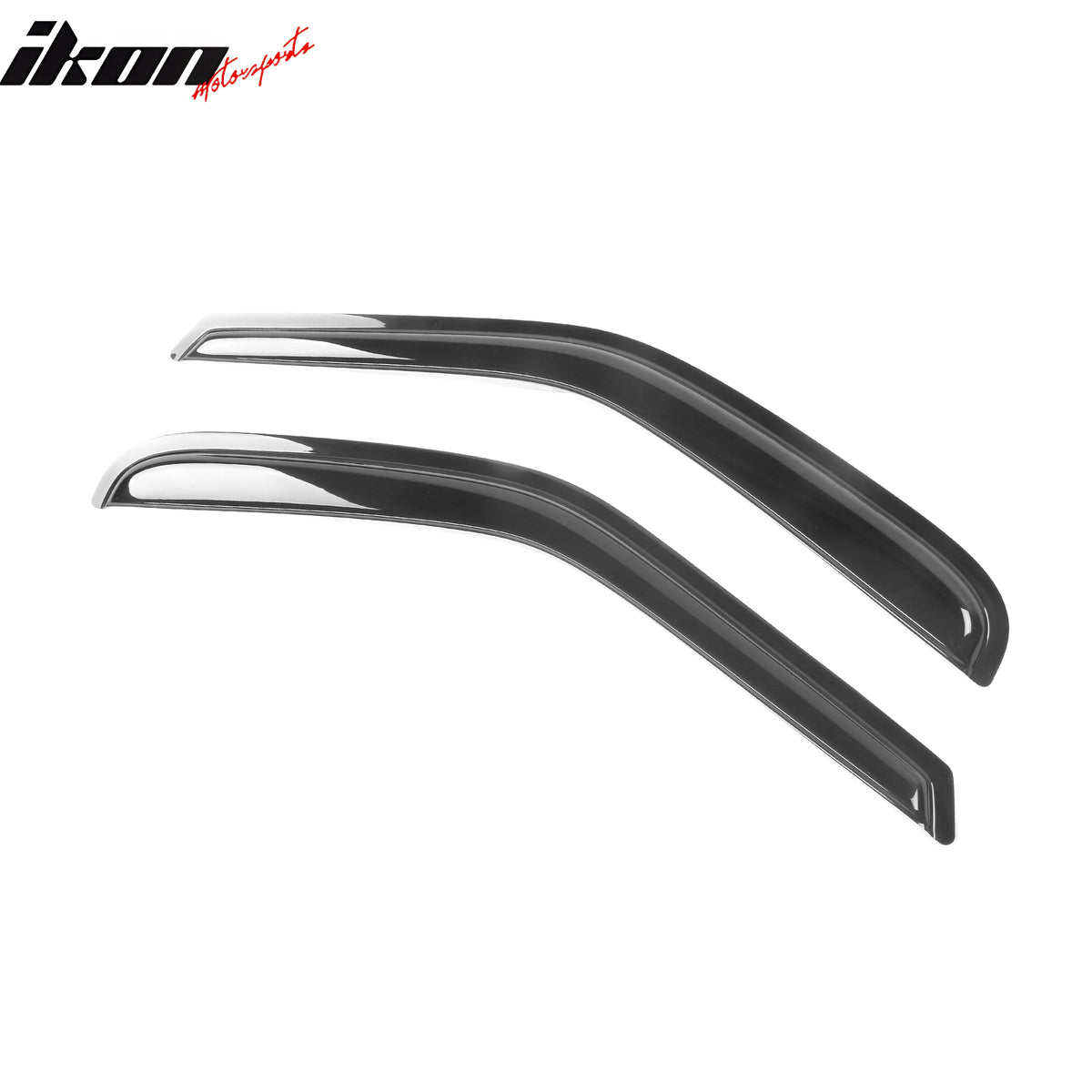 IKON MOTORSPORTS Tape On External Window Visor, Compatible With 1997-1999 Ford F-250 1997-2003 F-150 Standard Cab, Slim Style Dark Smoke Tint Acrylic Shade Rain Sun Guard Wind Vent Air Deflector