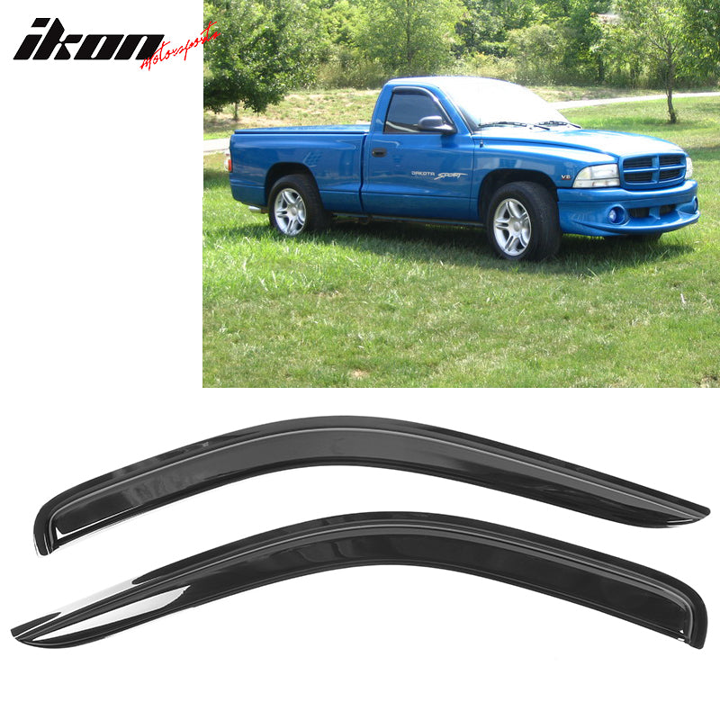 1997-2004 Dodge Dakota Stardard Cab Tape On Smoke 2PCS Window Visors Acrylic