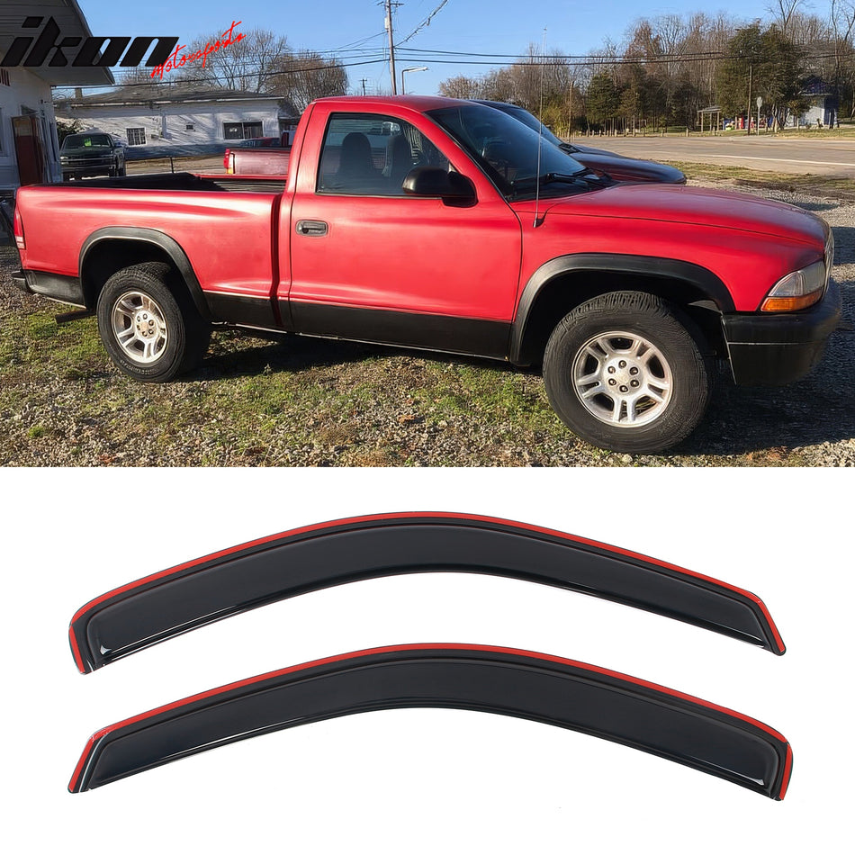 1997-2004 Dodge Dakota Standard Cab Window Visors In-Channel Shade 2PC